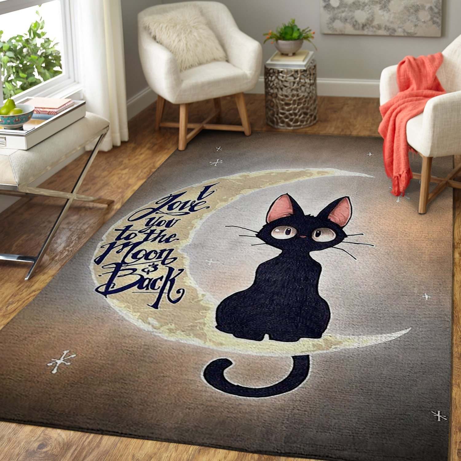 Animal Print "I Love U To The Moon And Back" Cat Area Rug Ft83299 Rug Carpet Animal Print "I Love U To The Moon And Back" Cat Area Rug Ft83299 Rug Carpet