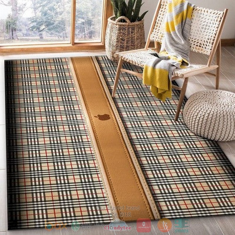 Apple X Burberry Khaki Plaid Pattern Rug Apple X Burberry Khaki Plaid Pattern Rug