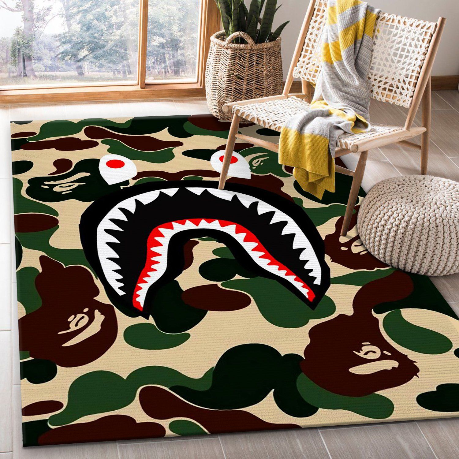 Bape Shark Rectangle Rug Bedroom Rug Christmas Gift Us Decor Bape Shark Rectangle Rug Bedroom Rug Christmas Gift Us Decor