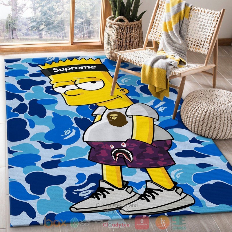 Bart Simpson Supreme Blue Camo Rug Bart Simpson Supreme Blue Camo Rug
