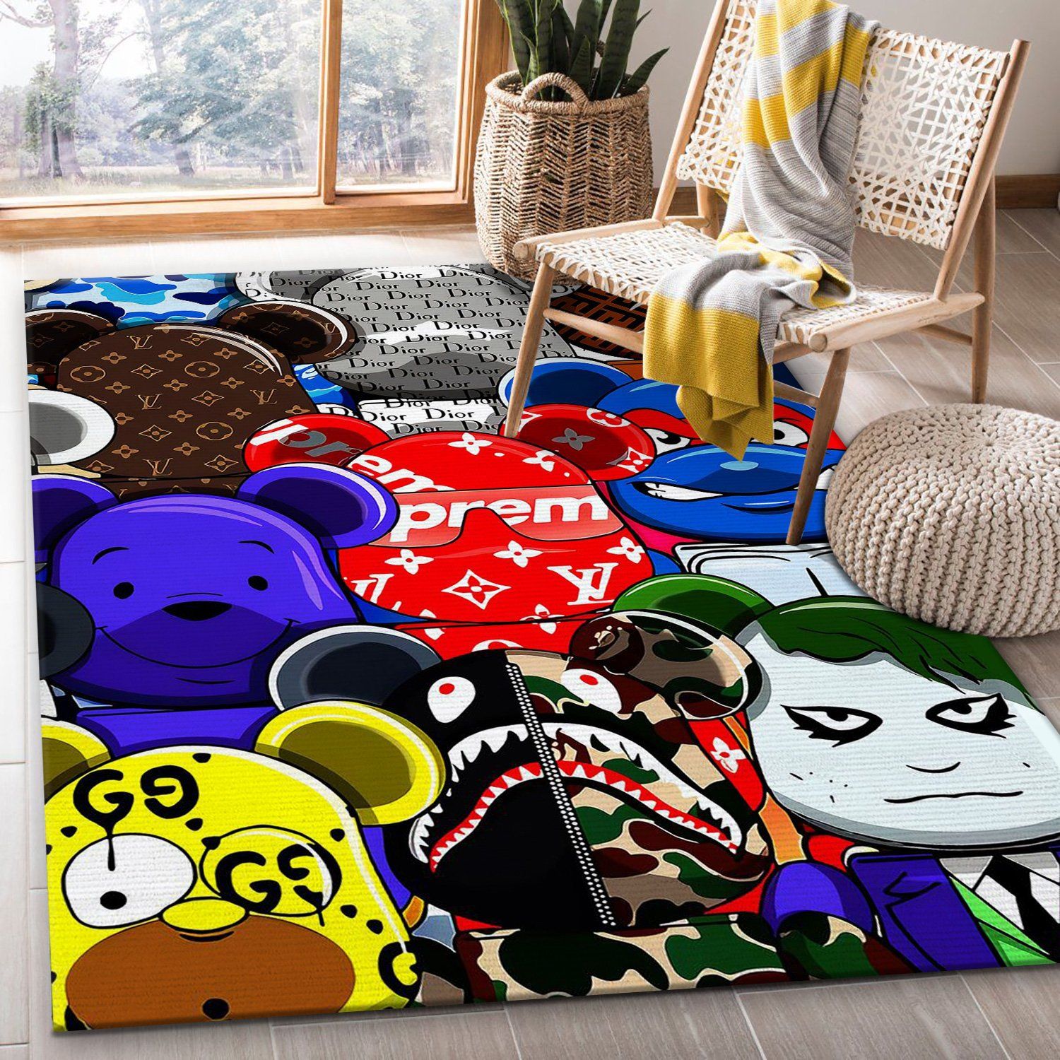 Bearbrick Rectangle Rug Living Room Rug Floor Decor Home Decor Bearbrick Rectangle Rug Living Room Rug Floor Decor Home Decor