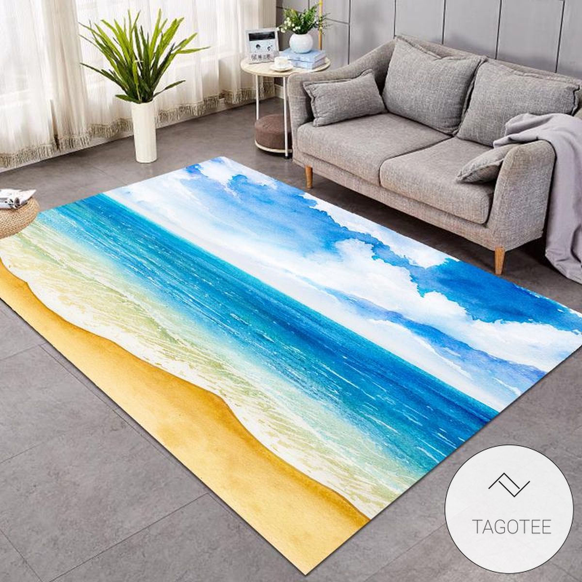 Beautiful Ocean In Watercolor Rug Living Room Carpet Beautiful Ocean In Watercolor Rug Living Room Carpet