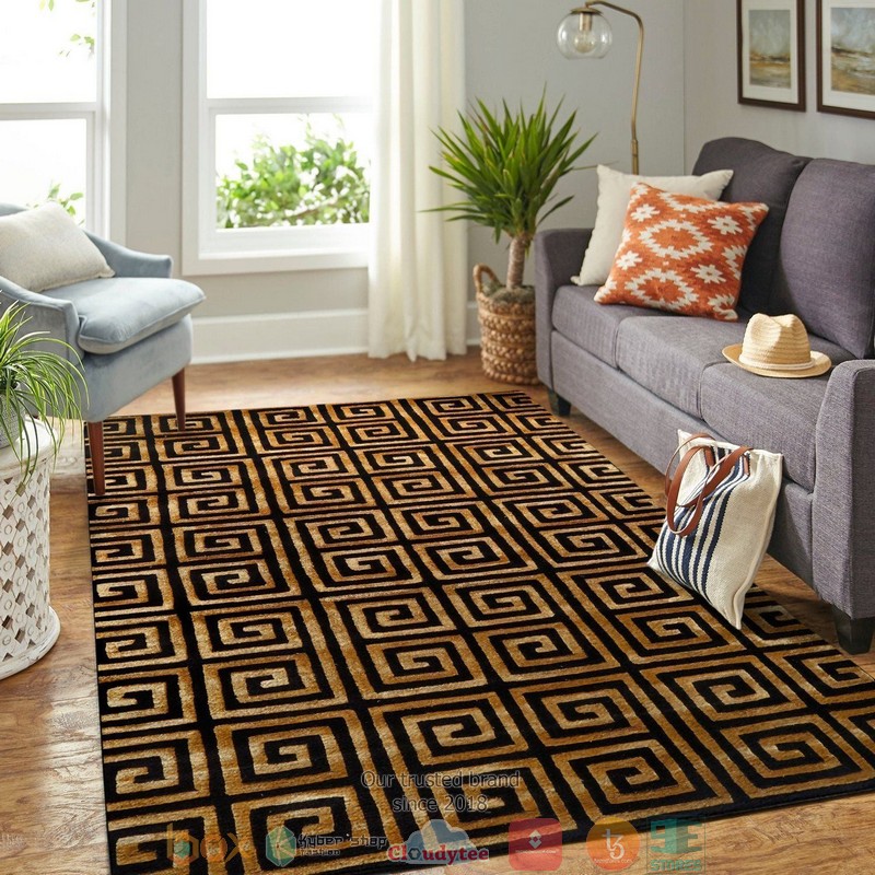 Black Gold Greek Key Rug Carpet Black Gold Greek Key Rug Carpet