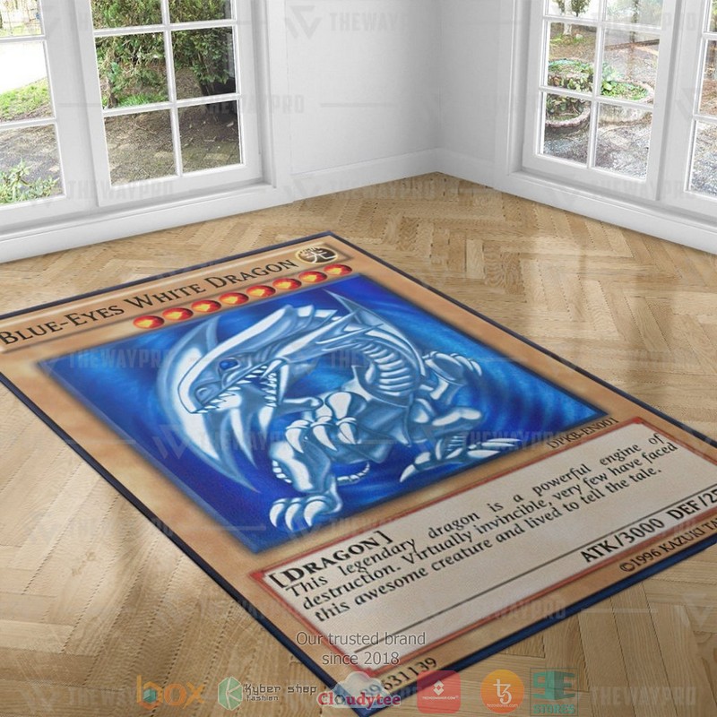 Blue Eyes White Dragon Card Carpet Rug Blue Eyes White Dragon Card Carpet Rug