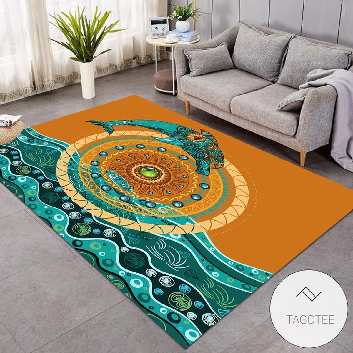 Blue Ocean Dolphin Bohemian Patterns Rug Living Room Carpet Blue Ocean Dolphin Bohemian Patterns Rug Living Room Carpet
