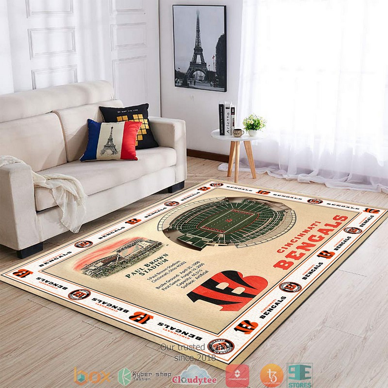 Bordered Cincinnati Bengals Stadium Rug Bordered Cincinnati Bengals Stadium Rug