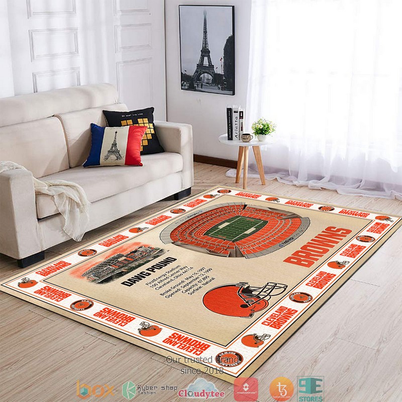 Bordered Cleveland Browns Stadium Rug Bordered Cleveland Browns Stadium Rug