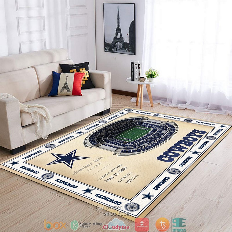 Bordered Dallas Cowboys Stadium Rug Bordered Dallas Cowboys Stadium Rug