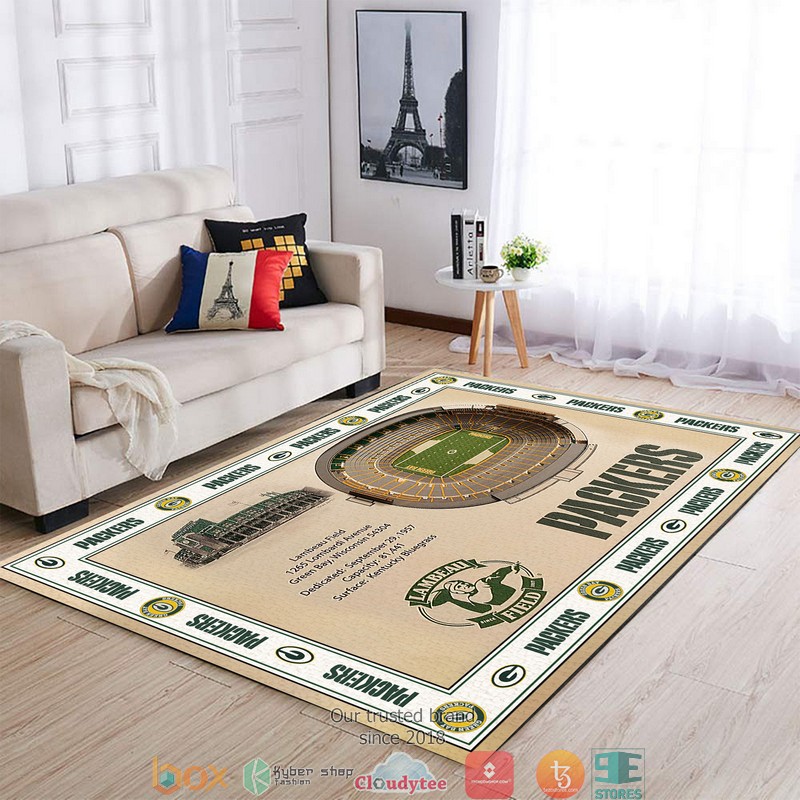 Bordered Green Bay Packers Stadium Rug Bordered Green Bay Packers Stadium Rug