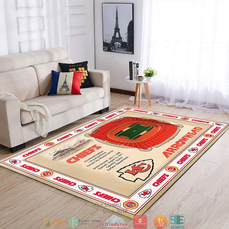 Bordered Kansas City Chiefs Stadium Rug Bordered Kansas City Chiefs Stadium Rug
