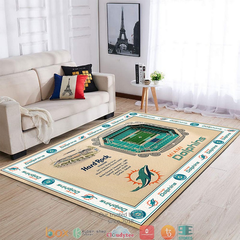 Bordered Miami Dolphins Stadium Rug Bordered Miami Dolphins Stadium Rug