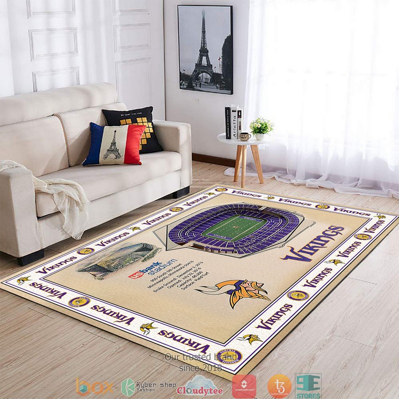 Bordered Minnesota Vikings Stadium Rug Bordered Minnesota Vikings Stadium Rug
