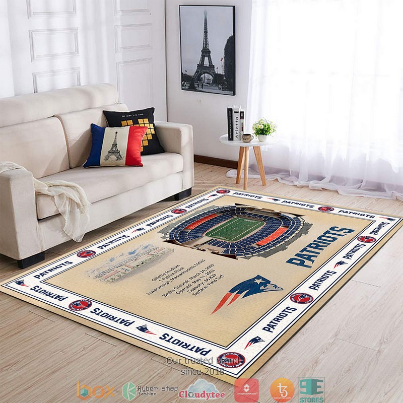 Bordered New England Patriots Stadium Rug Bordered New England Patriots Stadium Rug