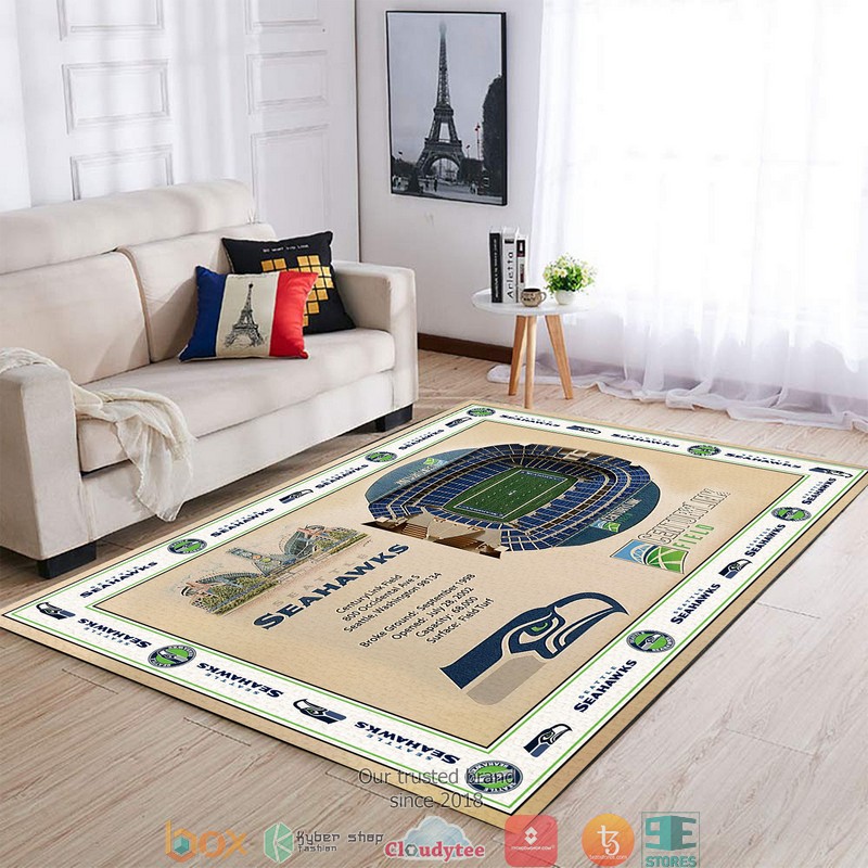 Bordered Seattle Seahawks Stadium Rug Bordered Seattle Seahawks Stadium Rug
