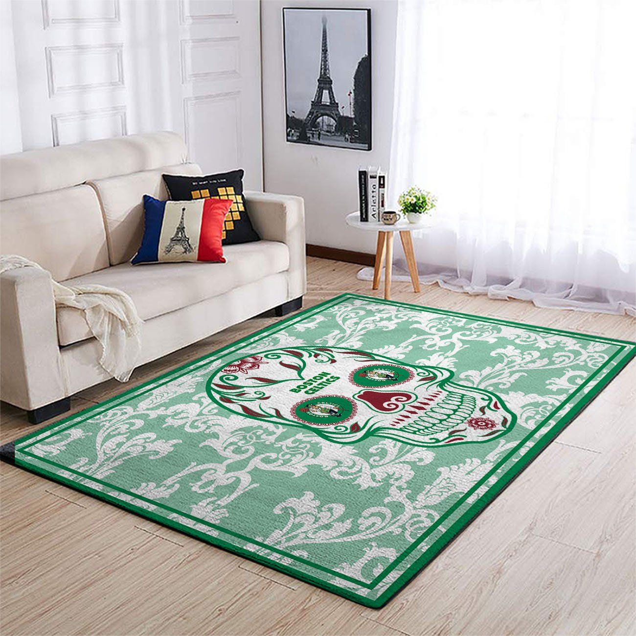 Boston Celtics Nba Team Logo Skull Flower Style Nice Gift Home Decor Rectangle Area Rug Boston Celtics Nba Team Logo Skull Flower Style Nice Gift Home Decor Rectangle Area Rug