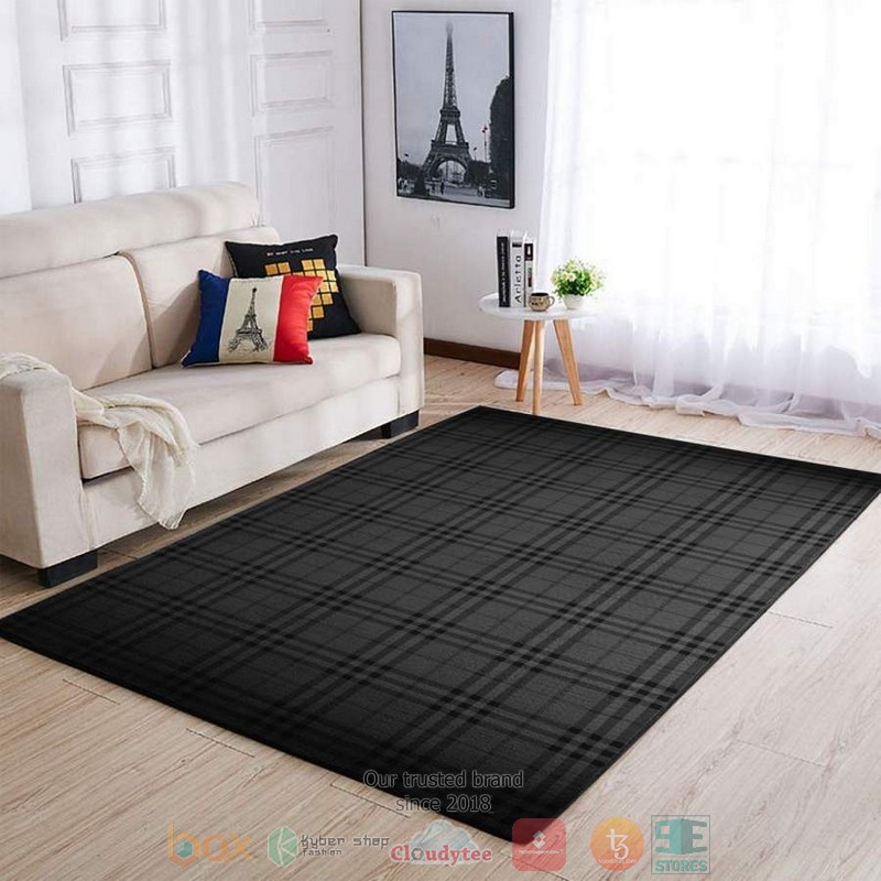 Burberry Black Plaid Pattern Rug Burberry Black Plaid Pattern Rug