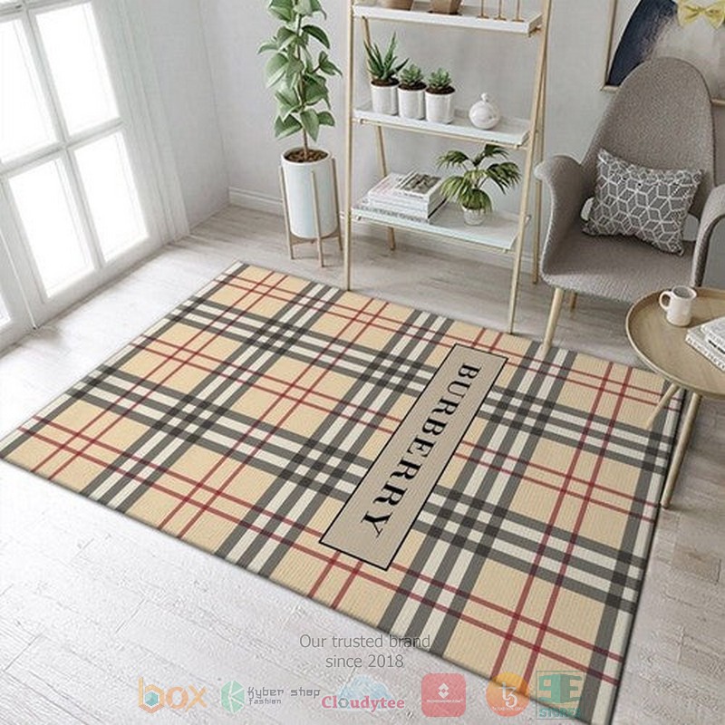 Burberry Brand Khaki Plaid Pattern Rug Burberry Brand Khaki Plaid Pattern Rug