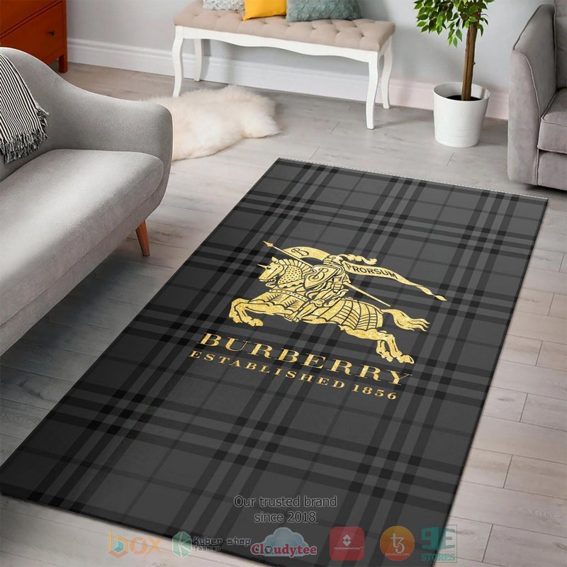 Burberry Established 1856 Black Plaid Pattern Rug Burberry Established 1856 Black Plaid Pattern Rug