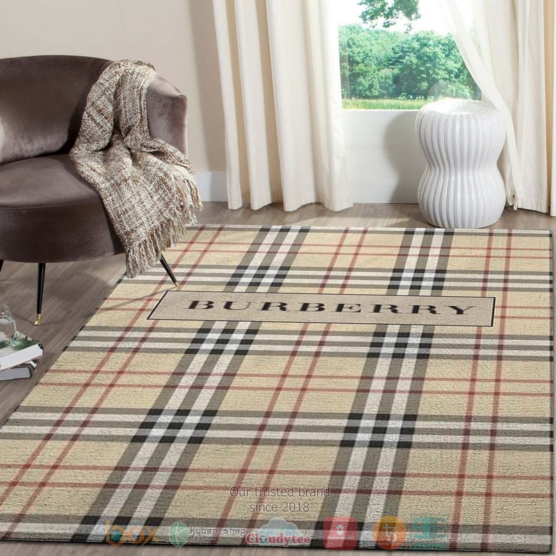 Burberry Luxury Brand Khaki Plaid Pattern Rug Burberry Luxury Brand Khaki Plaid Pattern Rug