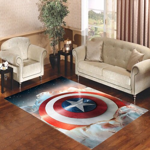 Captain America Shield Ice Living Room Carpet Rugs Captain America Shield Ice Living Room Carpet Rugs
