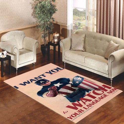 Captain America Watch Your Language Living Room Carpet Rugs Captain America Watch Your Language Living Room Carpet Rugs