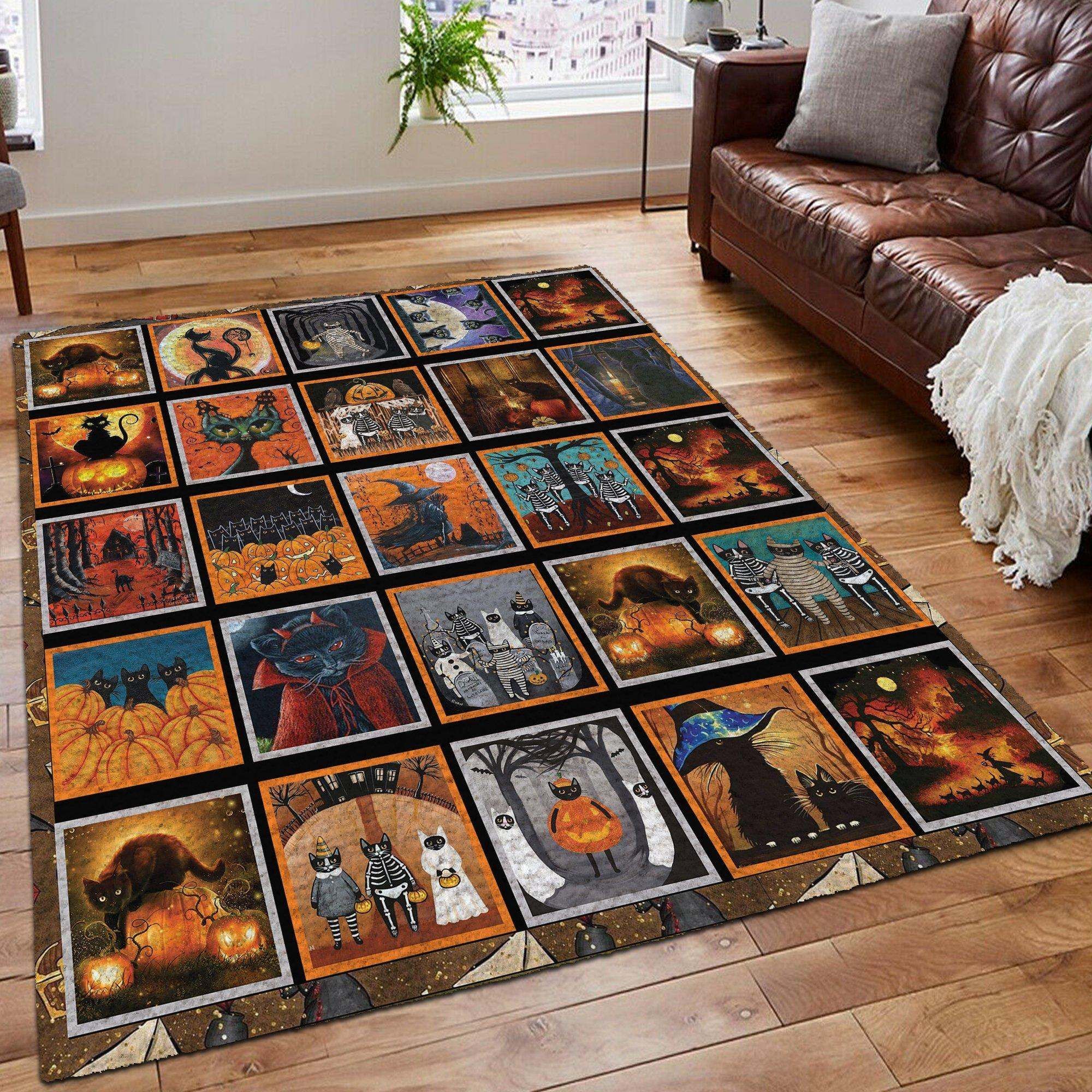 Cat And Halloween So Cool Rug Carpet Cat And Halloween So Cool Rug Carpet