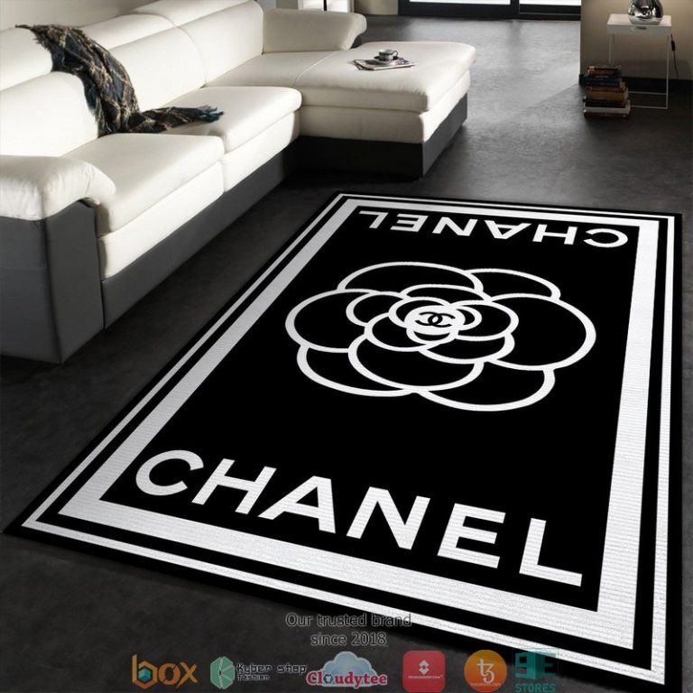 Chanel-Flower-Logo-Black-And-White-Rug-Carpet-1
