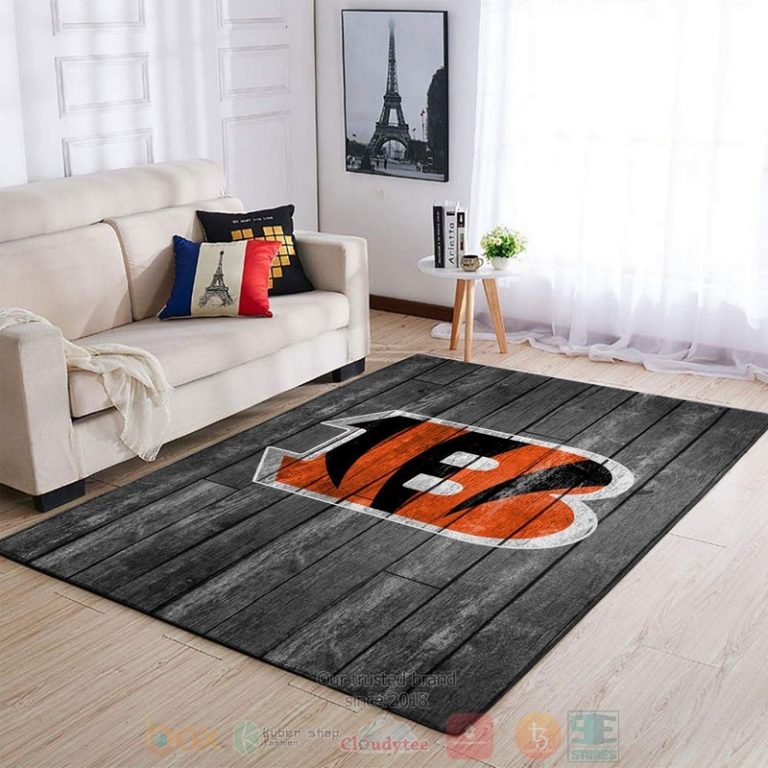 Cincinnati-Bengals-Nfl-Team-Logo-Grey-Wooden-Area-Rugs-1