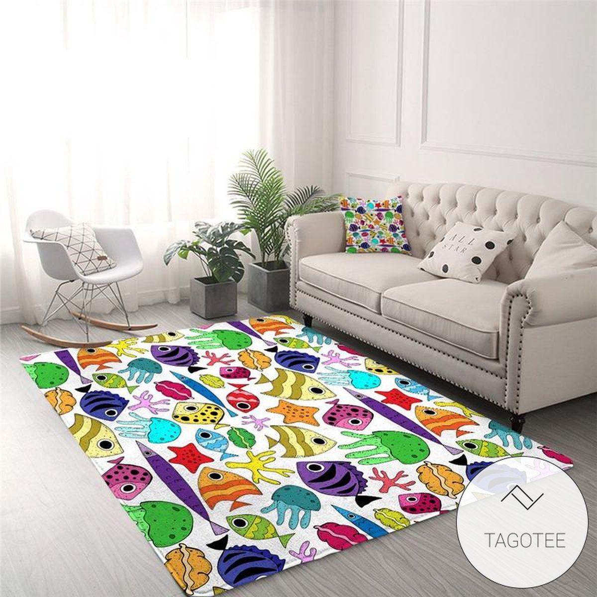 Colorful Cartoon Fish Rug Living Room Carpet Colorful Cartoon Fish Rug Living Room Carpet