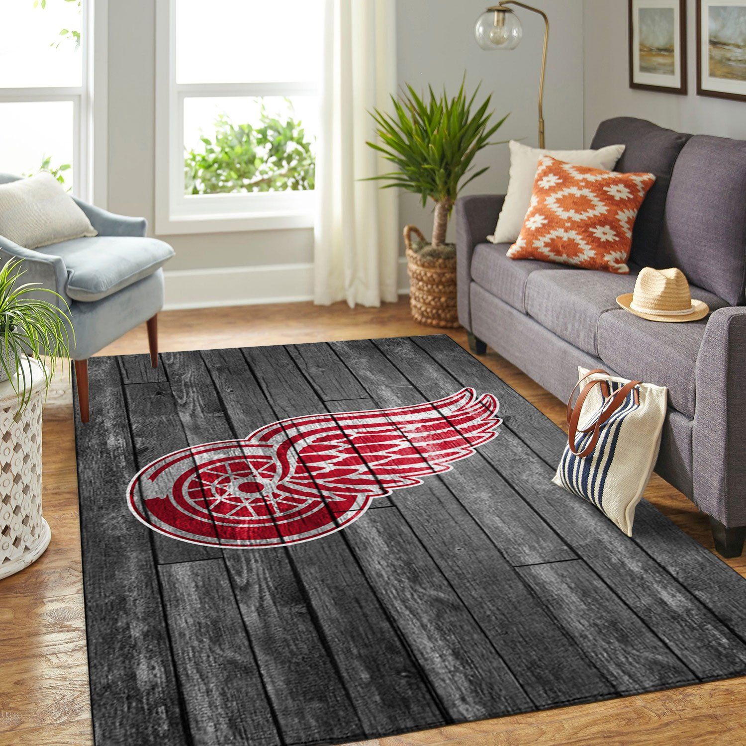 Detroit Red Wings Team Logo Grey Wooden Style Nice Gift Home Decor Rectangle Area Rug Detroit Red Wings Team Logo Grey Wooden Style Nice Gift Home Decor Rectangle Area Rug
