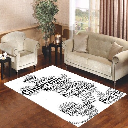 Disney Words Collage Living Room Carpet Rugs Disney Words Collage Living Room Carpet Rugs