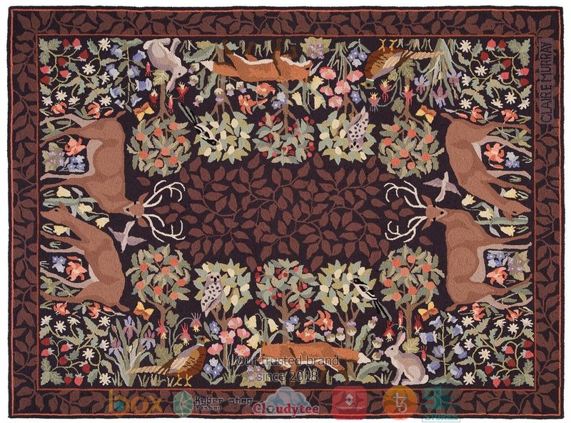 Floral Pattern Border Brown Rug Carpet Floral Pattern Border Brown Rug Carpet