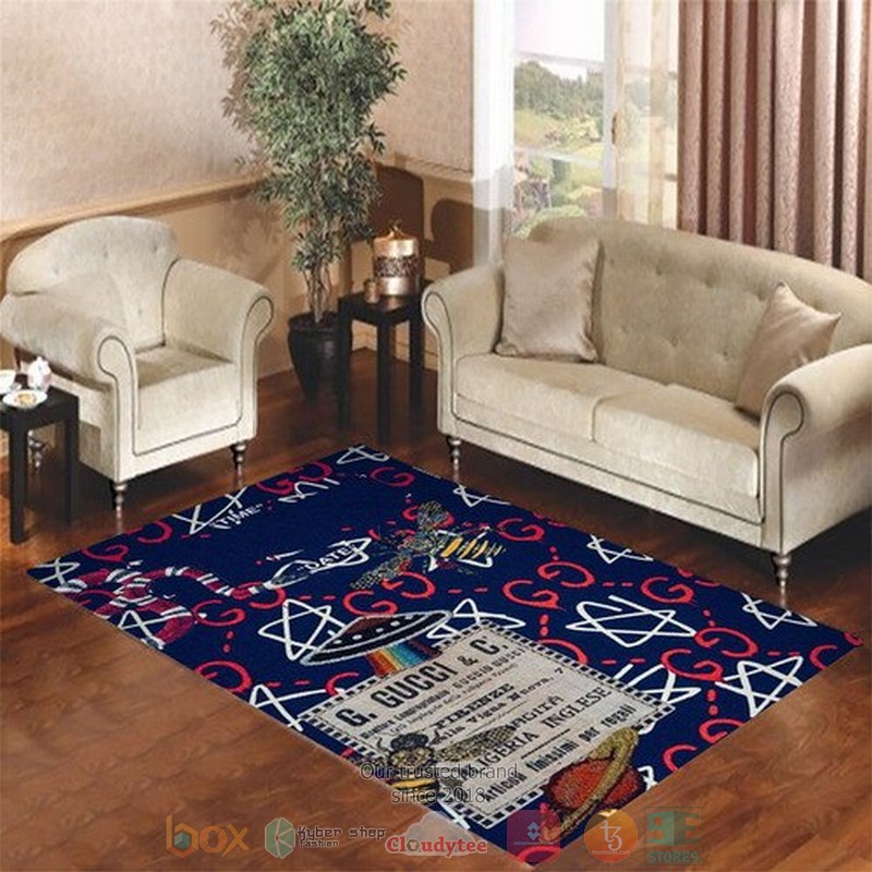 Gucci Bee Gc Luxury Brand Blue Rug Gucci Bee Gc Luxury Brand Blue Rug
