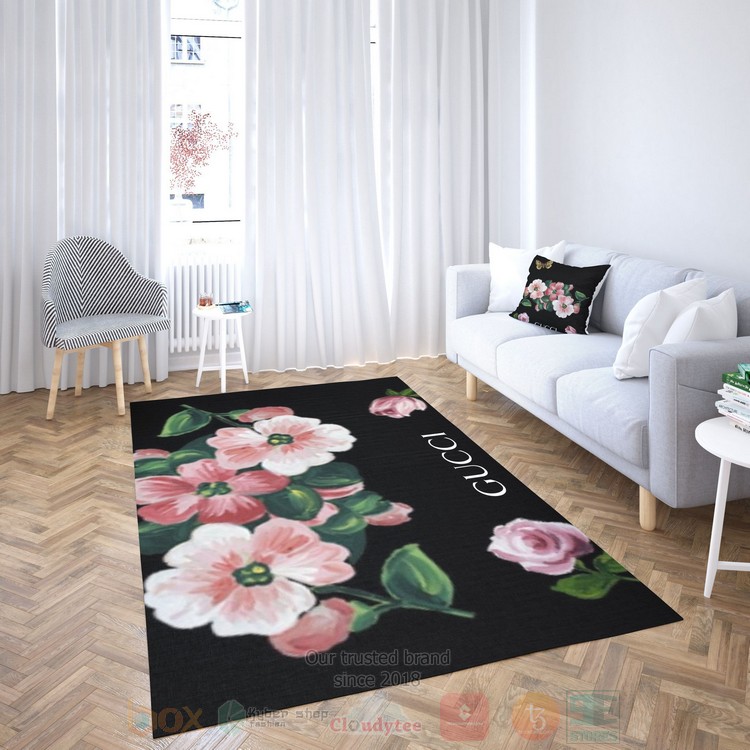 Gucci Flower Black Inspired Rug Gucci Flower Black Inspired Rug