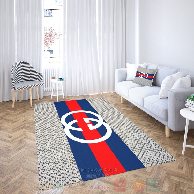 Gucci Grey-Red-Navy Inspired Rug Gucci Grey-Red-Navy Inspired Rug