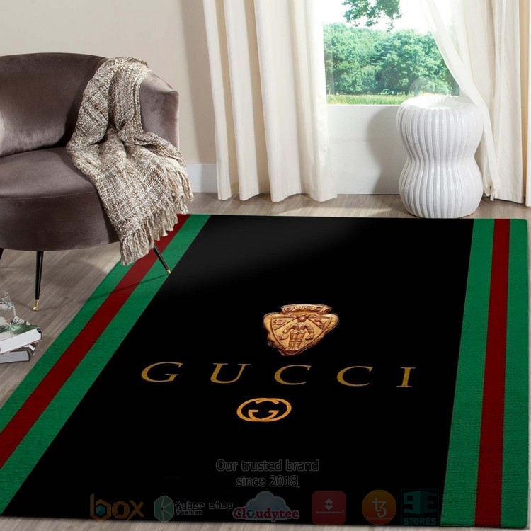 Gucci Logo Black Stripes Inspired Rug Gucci Logo Black Stripes Inspired Rug