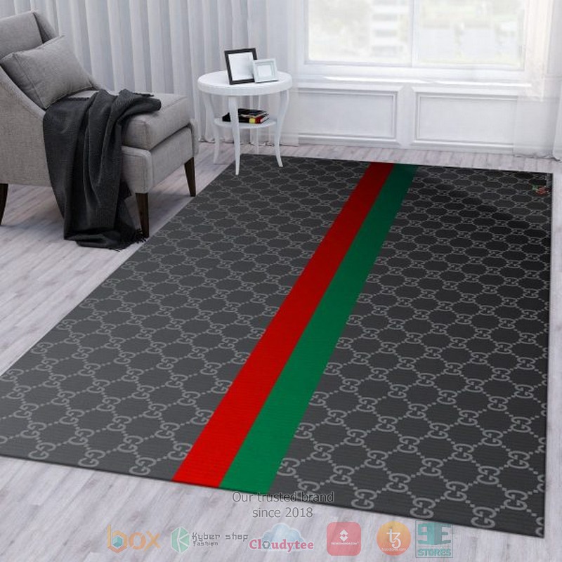 Gucci Logo Luxury Brand Grey Pattern Rug Gucci Logo Luxury Brand Grey Pattern Rug