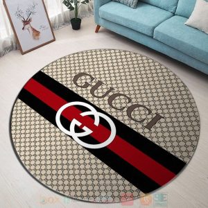 Gucci Luxury Brand Khaki Pattern Round Rug