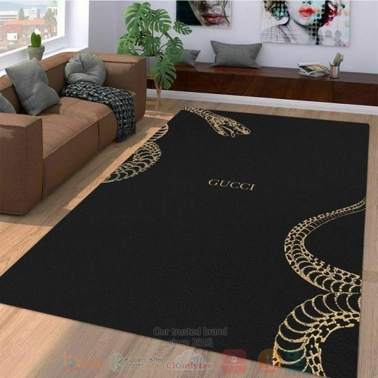 Gucci Snake Full Black Inspired Rug Gucci Snake Full Black Inspired Rug