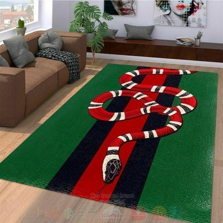 Gucci Snake Stripes Green Inspired Rug Gucci Snake Stripes Green Inspired Rug
