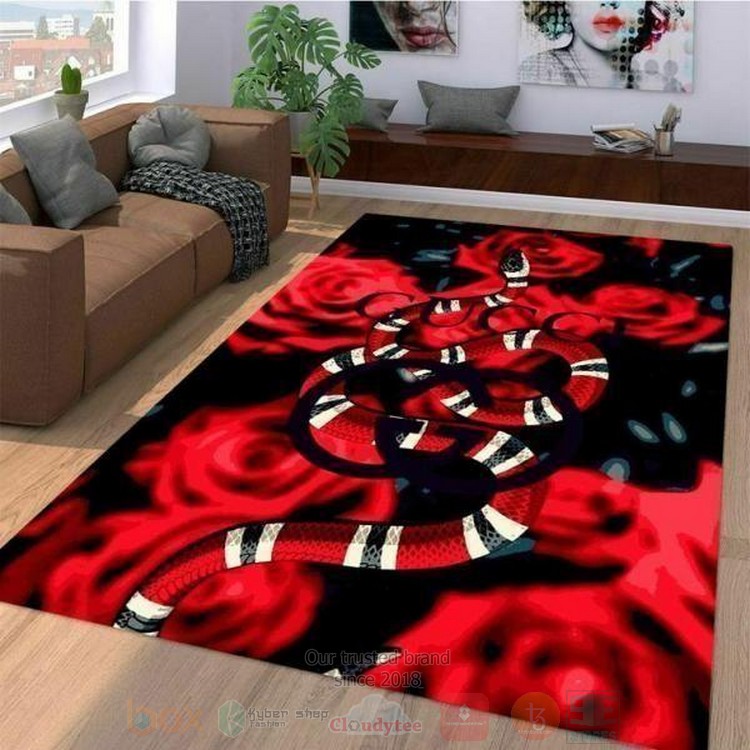 Gucci Snake Stripes Rose Inspired Rug Gucci Snake Stripes Rose Inspired Rug