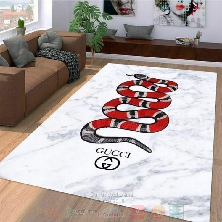 Gucci Snake Stripes White Inspired Rug Gucci Snake Stripes White Inspired Rug