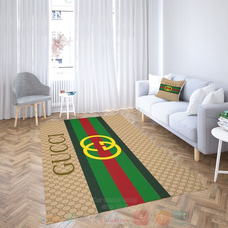 Gucci Stripes Full Brown Inspired Rug Gucci Stripes Full Brown Inspired Rug