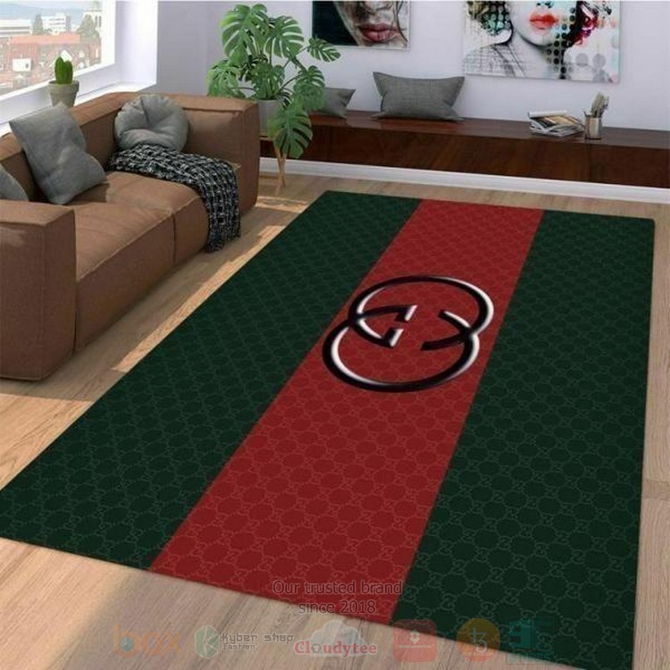 Gucci Stripes Red-Dark Green Inspired Rug Gucci Stripes Red-Dark Green Inspired Rug