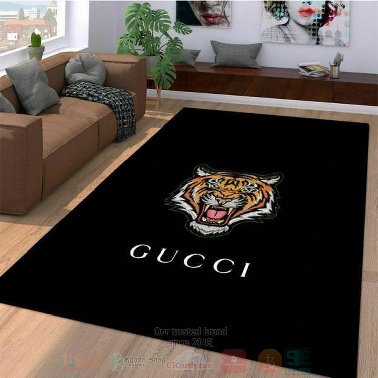 Gucci Tiger Full Black Inspired Rug Gucci Tiger Full Black Inspired Rug
