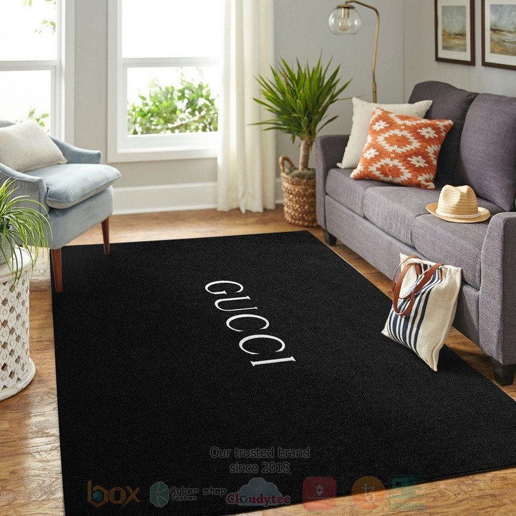 Gucci White Logo Black Inspired Rug Gucci White Logo Black Inspired Rug