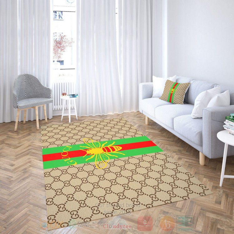 Gucci Yellow Bee Brown Inspired Rug Gucci Yellow Bee Brown Inspired Rug
