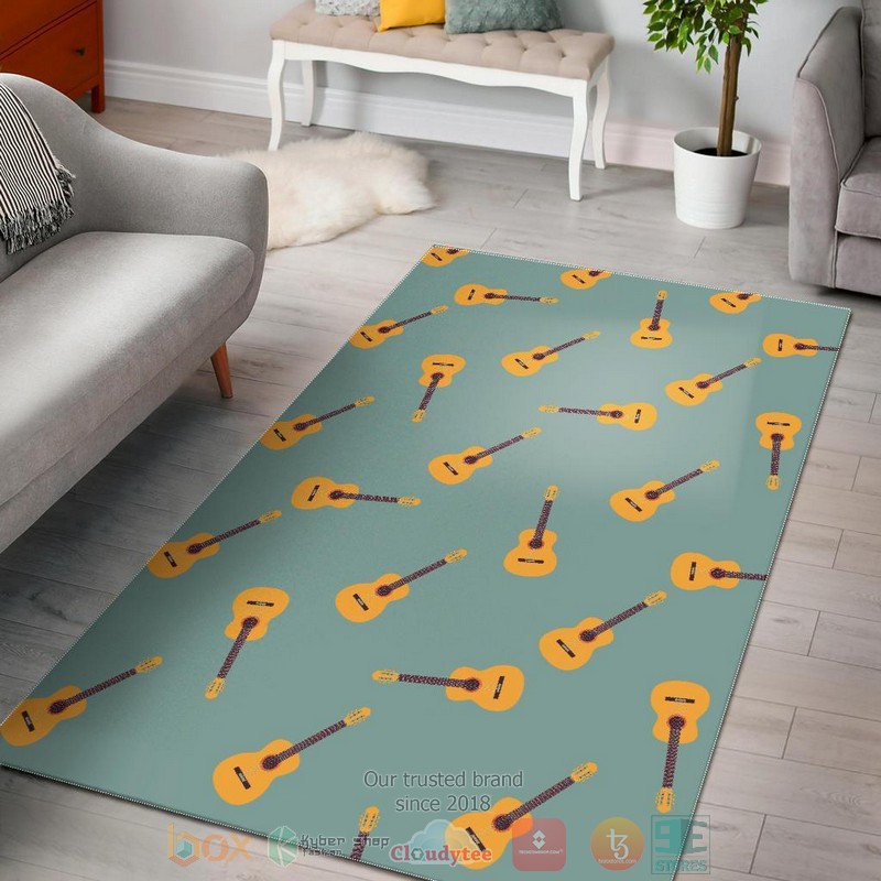 Guitar Pattern Green Pastel Rug Guitar Pattern Green Pastel Rug
