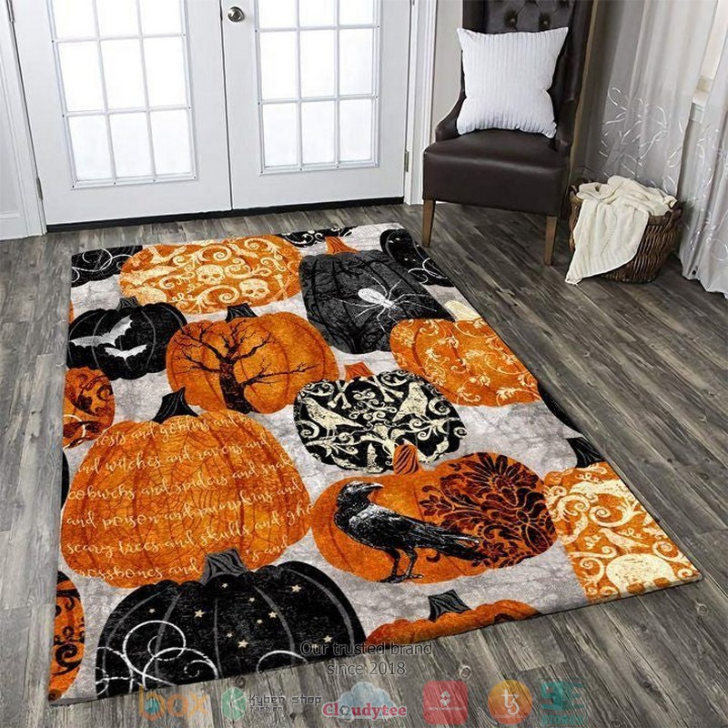 Halloween Crow Bird Pumpkin Rug Carpet Halloween Crow Bird Pumpkin Rug Carpet