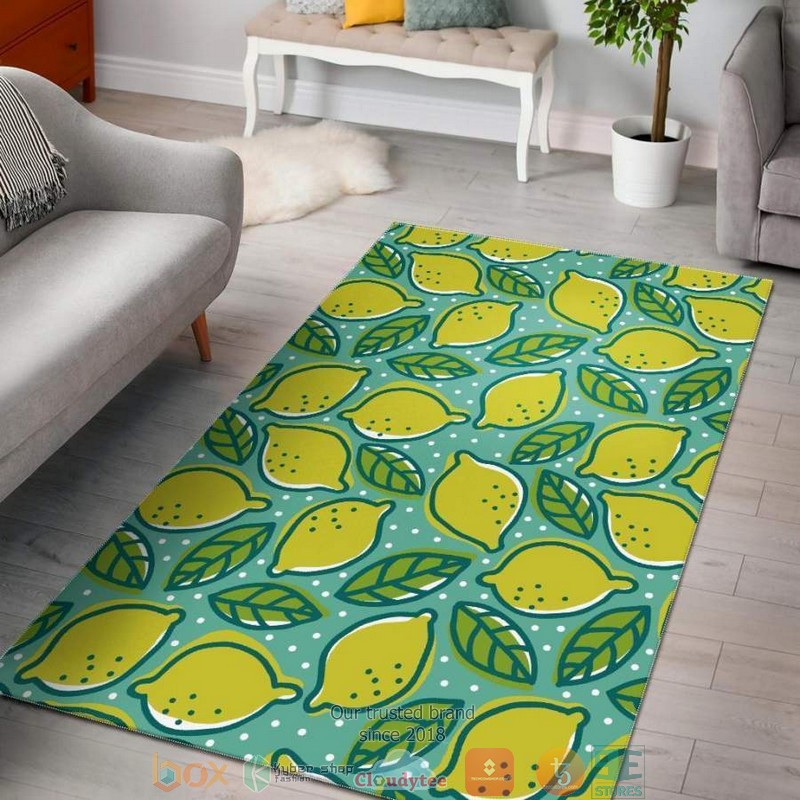 Lemon Pattern Green Rug Carpet Lemon Pattern Green Rug Carpet